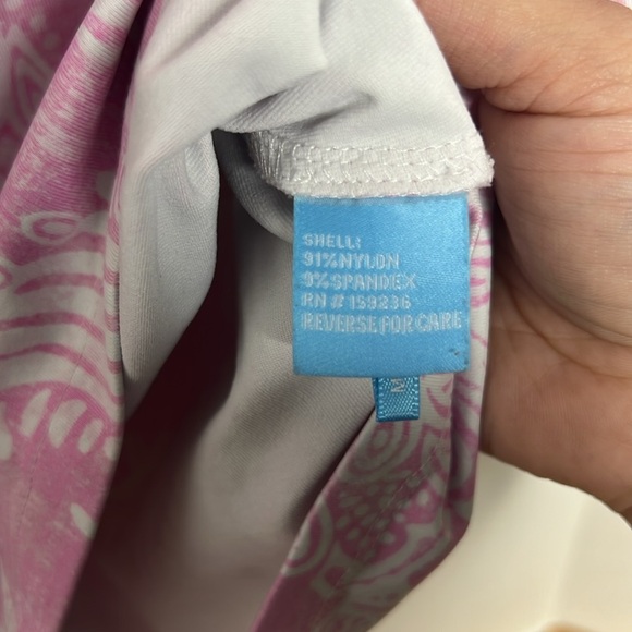 J McLaughlin Catalina Top Medium Pink Peacock Floral Nylon Spandex Stretch - Picture 3 of 5